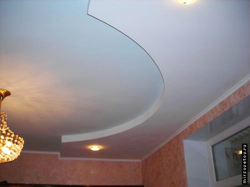 Двойной потолок из гипсокартона с подсветкой видео